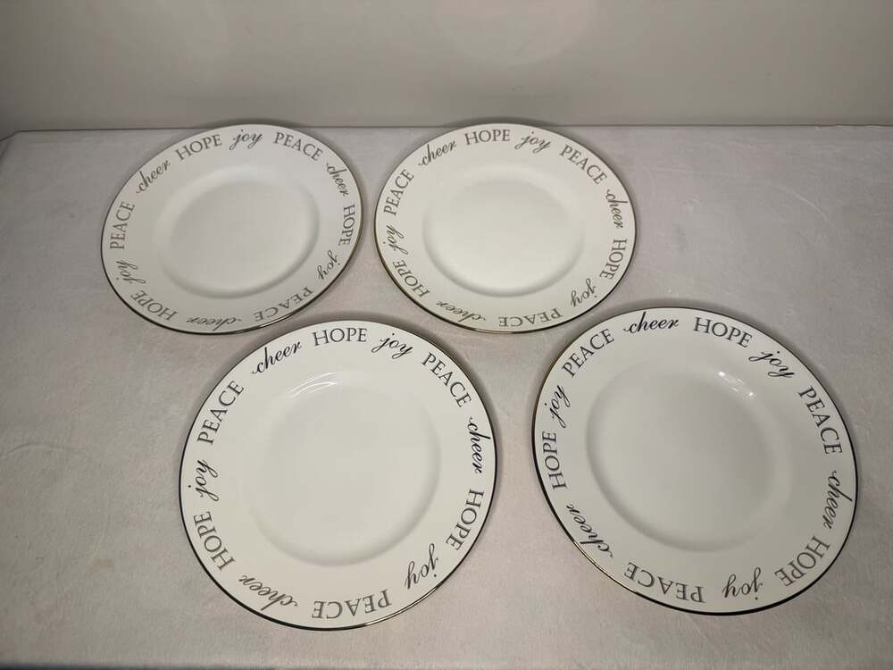 Pier 1 Imports Holiday Peace & Joy Porcelain Salad Plate Set of 4